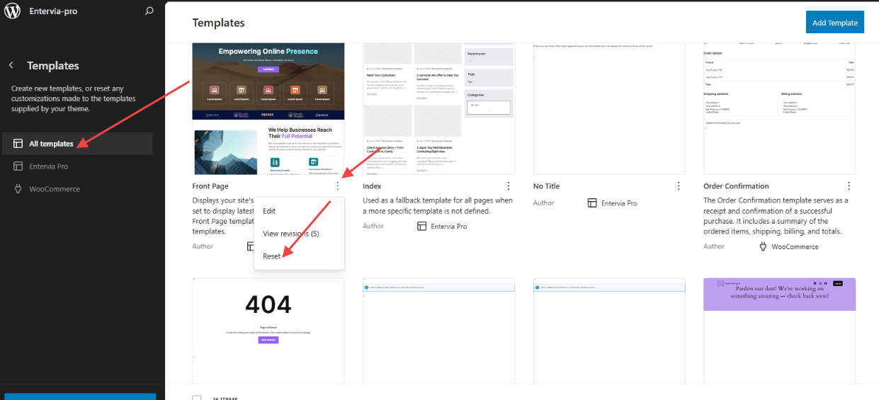 Restore Default Templates - Trend